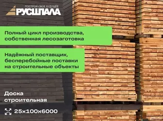 Доска обрезная хв. дисковый распил 1-2 сорт естественной влажности